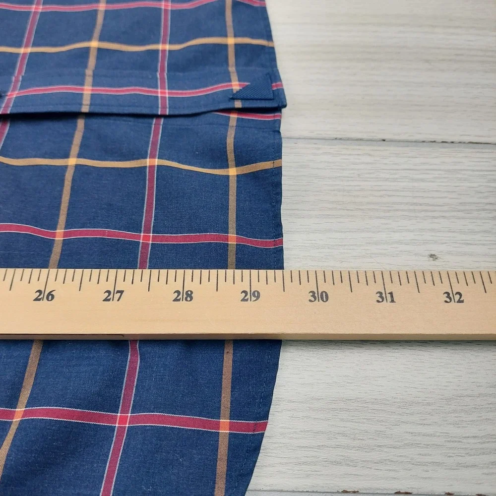 UNTUCKit Button Down Mens Large Navy Blue Red Yellow Plaid Slim Fit Wrinkle Free - Picture 6 of 6